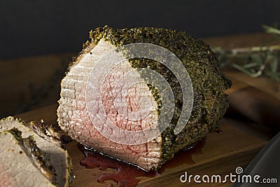 Homemade Herb Crusted Roast Beef Stock Photo