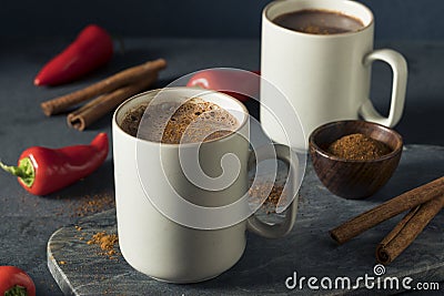 Homemade Holiday Spicy Mexican Hot Chocolate Stock Photo