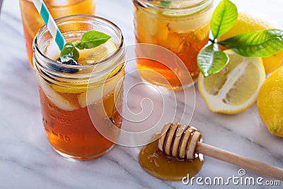 Homemade honey iced tea Stock Photo