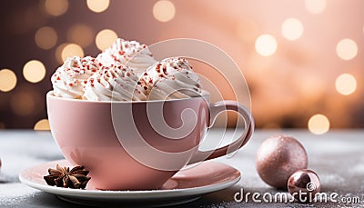 Homemade hot chocolate warms winter celebration with sweet indulgence generated by AI Stock Photo