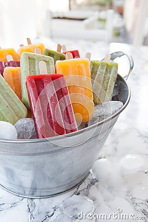 Homemade ice cream popsicles Stock Photo