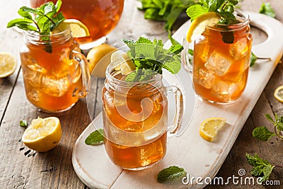 Homemade Iced Tea and Lemonade Stock Photo