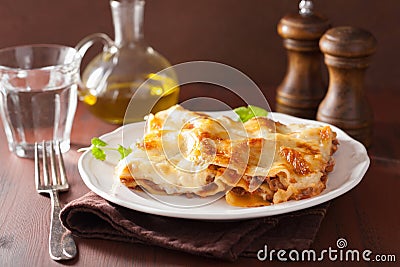 Homemade italian lasagna on plate Stock Photo