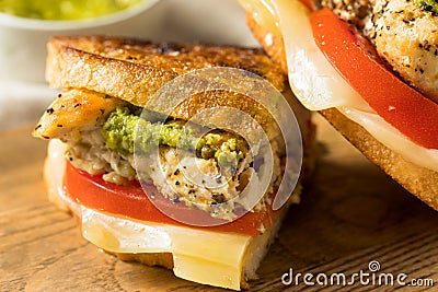 Homemade Italian Pesto Chicken Sandwich Stock Photo