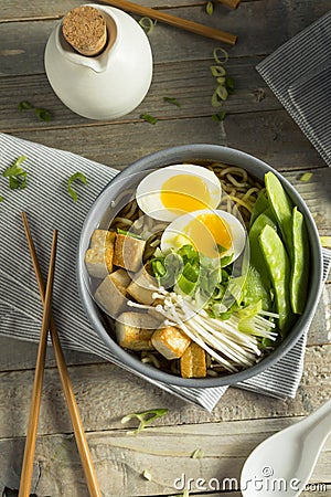 Homemade Japanese Vegan Tofu Ramen Noodles Stock Photo