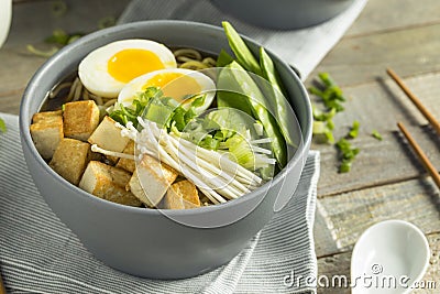 Homemade Japanese Vegan Tofu Ramen Noodles Stock Photo