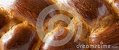 Homemade jewish challah bread, side view. Closeup Stock Photo