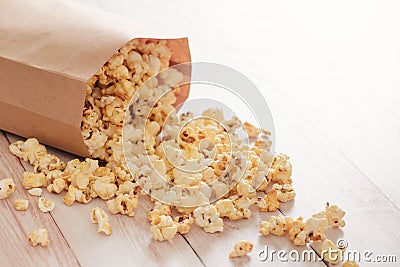 Homemade Kettle Corn Popcorn in a Bag Stock Photo