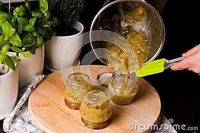 Homemade kiwi and bananas jam Stock Photo