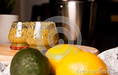 Homemade kiwi and bananas jam Stock Photo