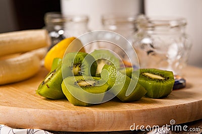 Homemade kiwi and bananas jam Stock Photo
