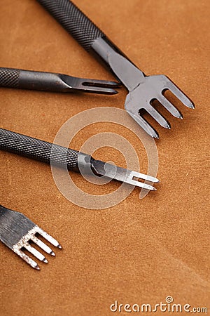 Homemade leather craft tool Stock Photo