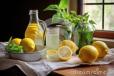 homemade lemonade ingredients on a table Stock Photo