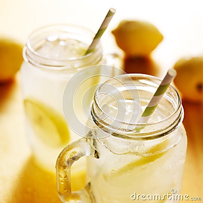 Homemade lemonade in mason jars Stock Photo