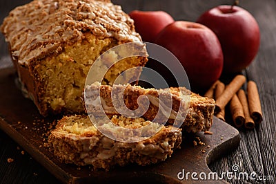 Homemade loaf of apple bread. Stock Photo