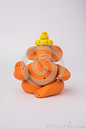 Home made Lord Ganesha Idol using Play dough Stock Photo