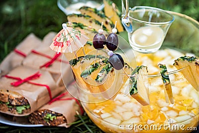 Homemade Mai Tai Cocktail with umbrella Stock Photo