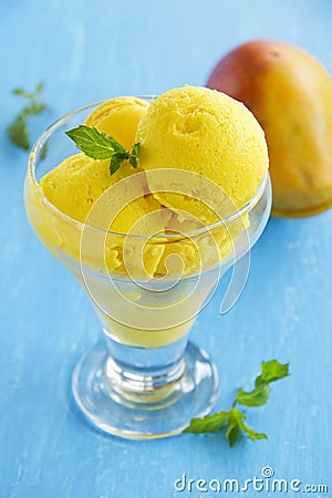 Homemade mango ice cream Stock Photo