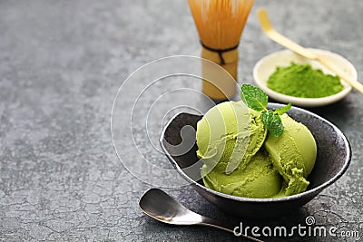 Homemade matcha green tea ice cream Stock Photo