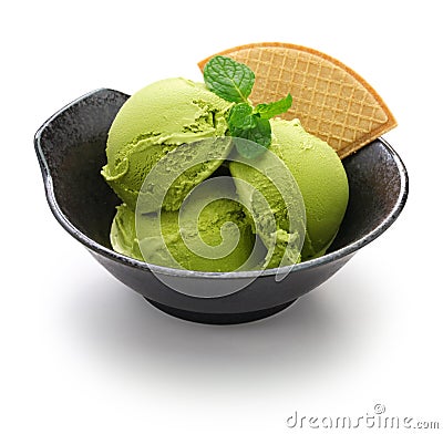 Homemade matcha green tea ice cream Stock Photo