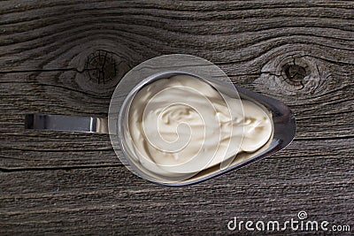 Homemade mayonnaise in a gravy boat Stock Photo