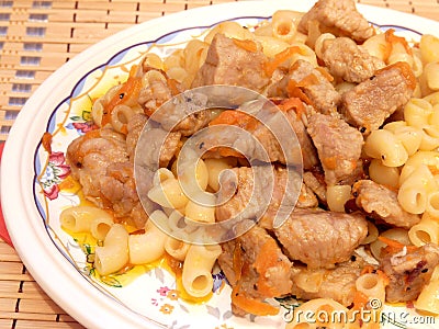 homemade meal - pasta with meat Stock Photo