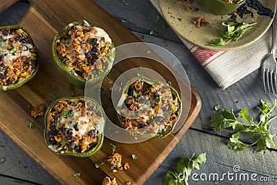 Homemade Meat and Rice Stuffed Bell Peppers Stock Photo