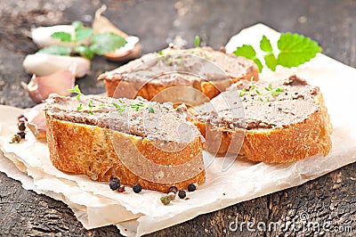 Homemade meat snack chicken liver pate Stock Photo