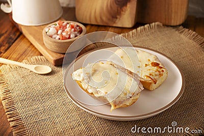 Homemade Mexican breakfast Molletes Stock Photo