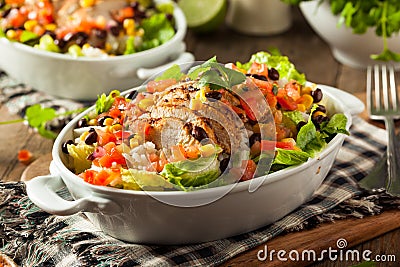 Homemade Mexican Chicken Burrito Bowl Stock Photo