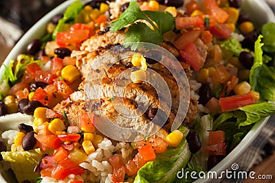 Homemade Mexican Chicken Burrito Bowl Stock Photo