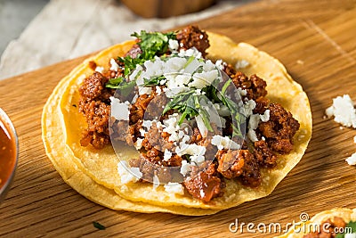 Homemade Mexican Chorizo Tacos Stock Photo