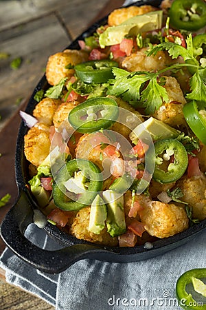 Homemade Mexican Tater Tot Nachos Tachos Stock Photo