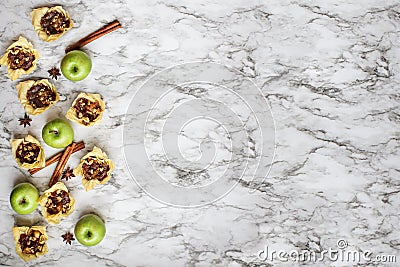 Homemade Mini Apple Pies Top View Stock Photo