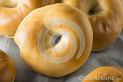 Homemade Mini Plain Bagels Stock Photo