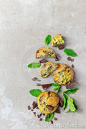 Homemade mint and chocolate cookies Stock Photo