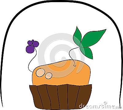 Homemade muffin with germinating berry. vector icon Vector Illustration