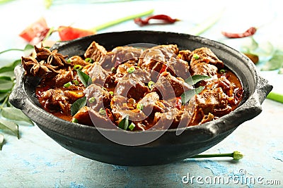 Homemade mutton,lamb,meat curry from Kerala cuisine. Stock Photo