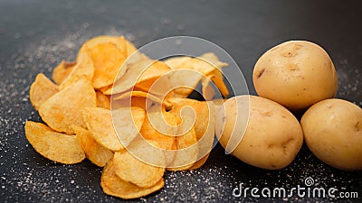 Homemade natural potato chips spicy crisps food Stock Photo