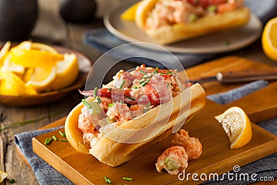 Homemade New England Lobster Roll Stock Photo