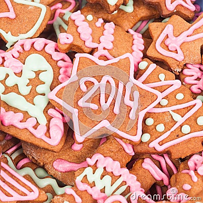 Homemade new year cookie with 2014 number Stock Photo