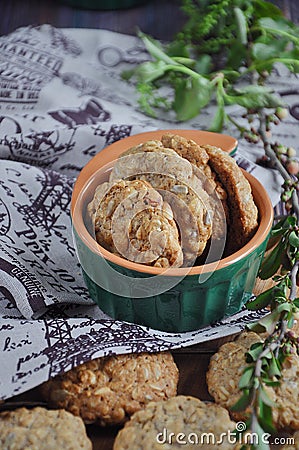 Homemade oatmeal cookies with raisins Stock Photo