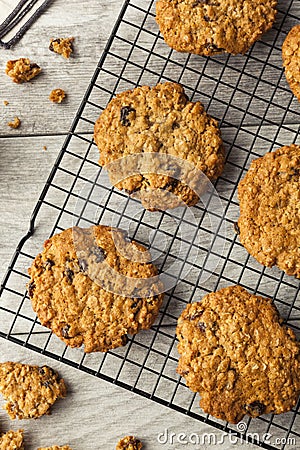 Homemade Oatmeal Raisin Cookies Stock Photo