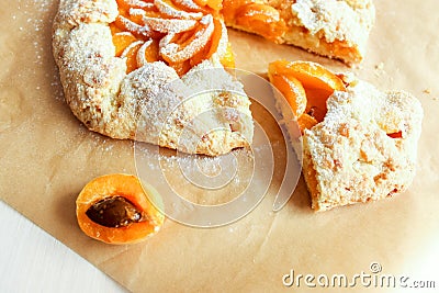 Homemade open apricot pie. shortcrust pastry with apricot filling Stock Photo