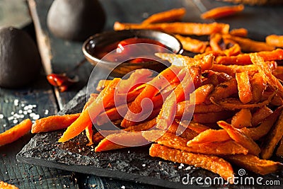 Homemade Orange Sweet Potato Fries Stock Photo