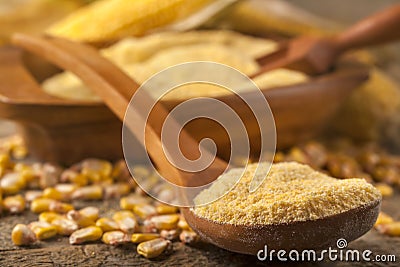 Homemade organically produced corn gritz polenta Stock Photo