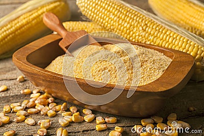 Homemade organically produced corn gritz polenta Stock Photo