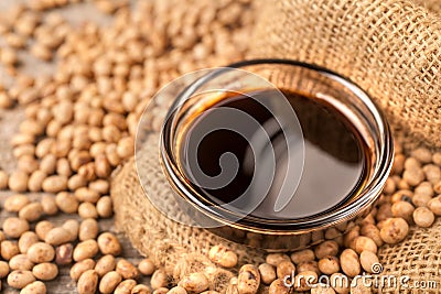 Homemade organically produced soy sauce Stock Photo