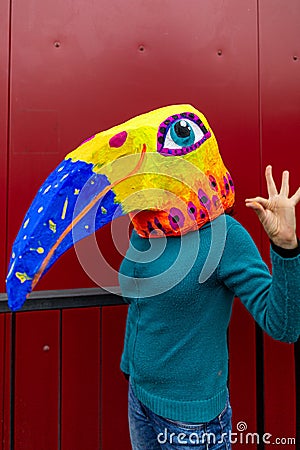 Homemade original costume for the holiday. Stock Photo