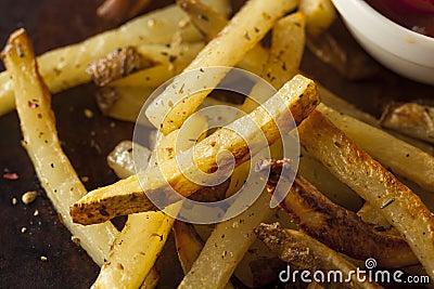 Homemade Oven Baked French Fries Stock Photo